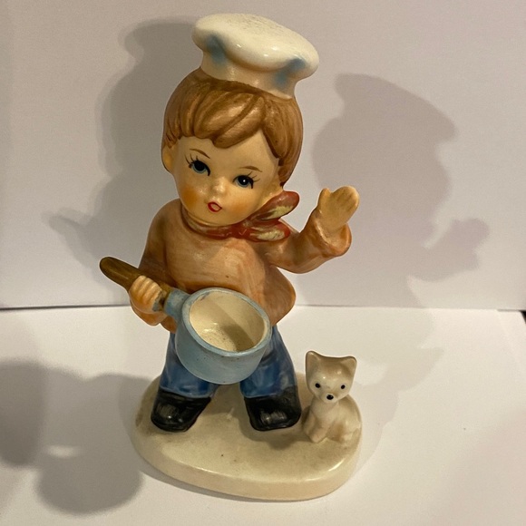 Charming Ceramic Figurine with Blue and Cream Accents our children - Picture 1 of 3